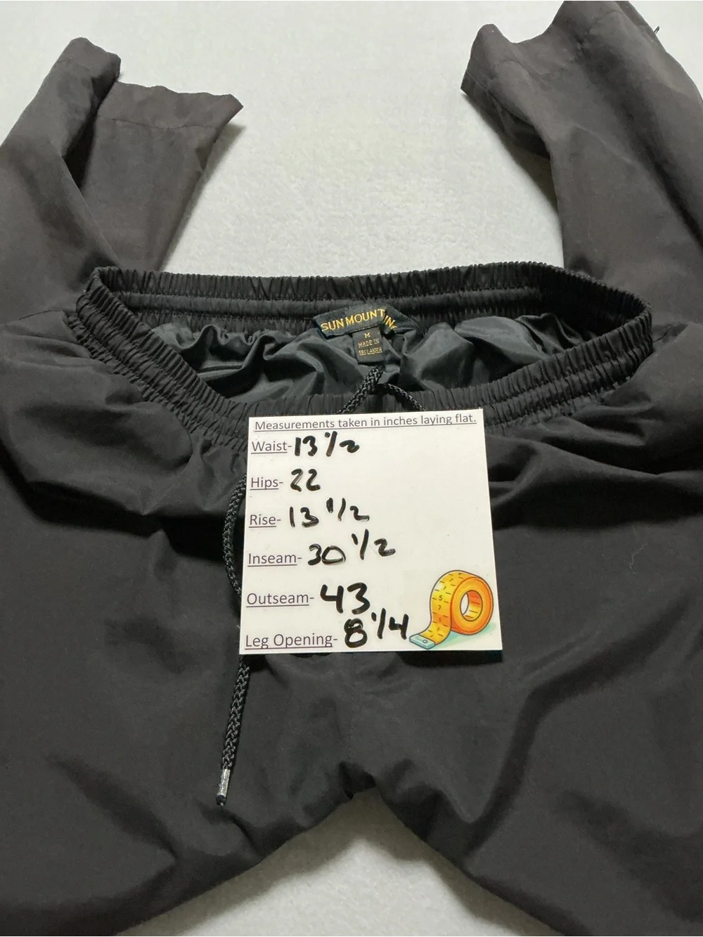 Sun Mountain Rain Pants Men’s M Black Waterproof Golf Full Zip Leg